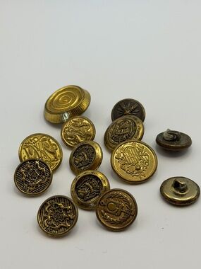 Antique Gold Brass Military Collectable Buttons